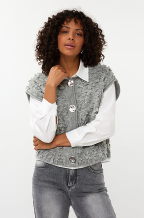 T-Shirt velue et boutonné pour femme par Esqualo | W2527714 Gris | Boutique Vvög, vêtements mode pour homme et femme