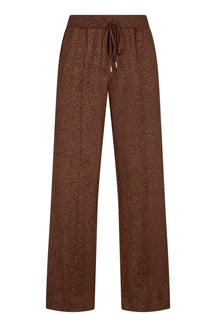 Pantalon à jambe large à cordon brun cuivré métallisé à jambe large pour femme par Esqualo, vue avant