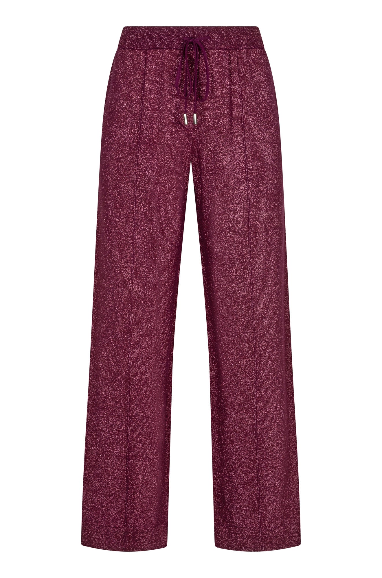 Pantalon large à cordon bourgogne métallisé à jambe large avec cordon à la taille pour femme par Esqualo, vue avant