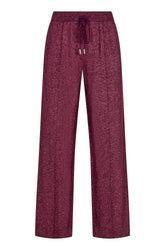 Pantalon large à cordon bourgogne métallisé à jambe large avec cordon à la taille pour femme par Esqualo, vue avant
