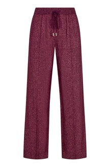 Pantalon large à cordon bourgogne métallisé à jambe large avec cordon à la taille pour femme par Esqualo, vue avant
