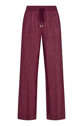 Pantalon large à cordon bourgogne métallisé à jambe large avec cordon à la taille pour femme par Esqualo, vue avant