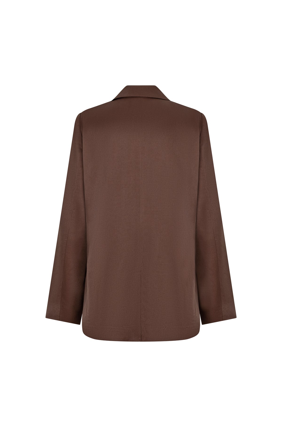 Veston brun uni avec manches longues, col cranté et couture centrale pour femme par Esqualo, vue de dos