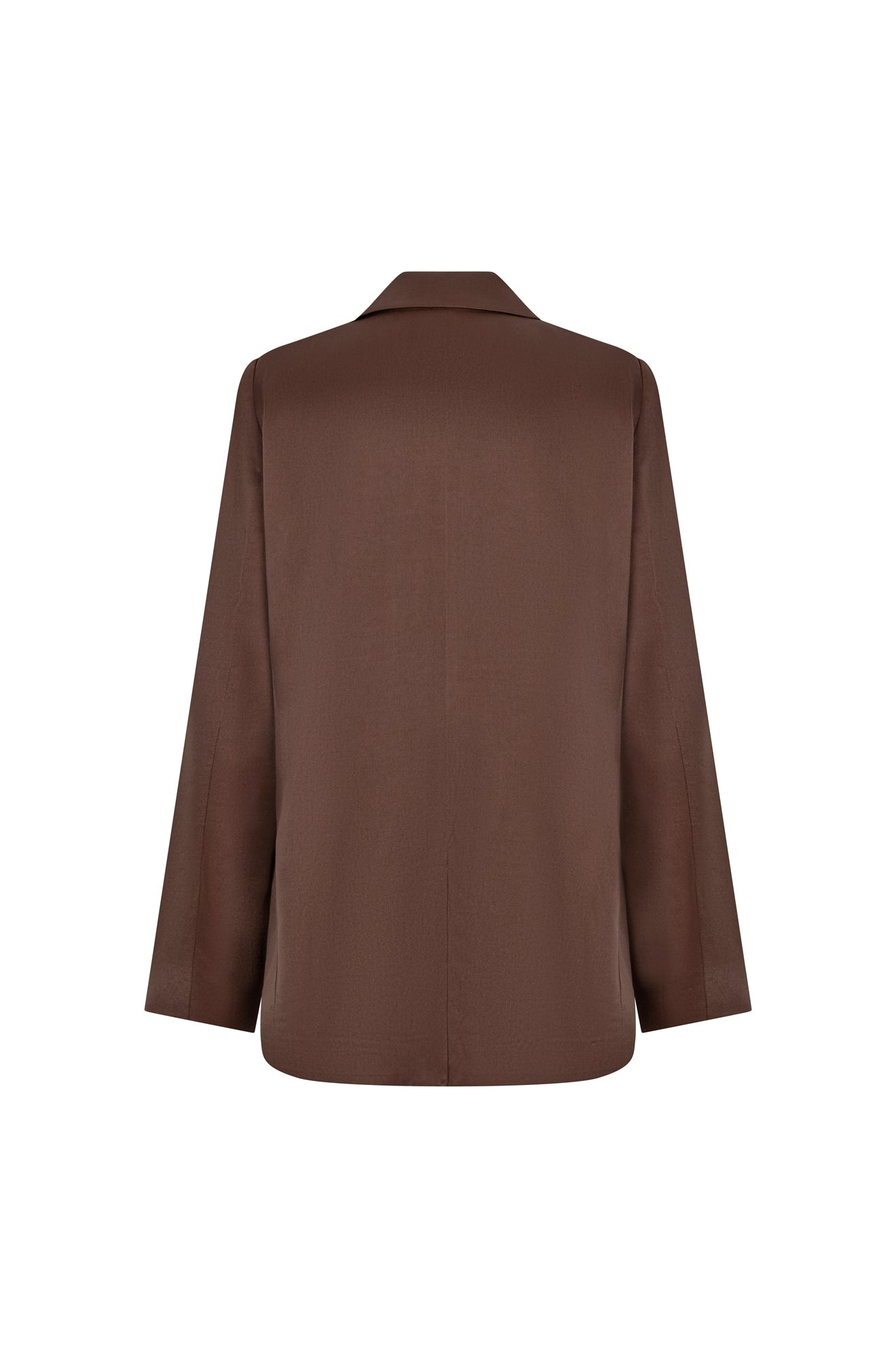 Veston brun uni avec manches longues, col cranté et couture centrale pour femme par Esqualo, vue de dos