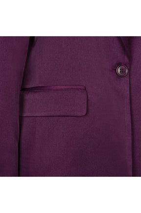 Veston prune avec bouton foncé, poche à rabat et tissu tissé lisse pour femme par Esqualo, en gros plan