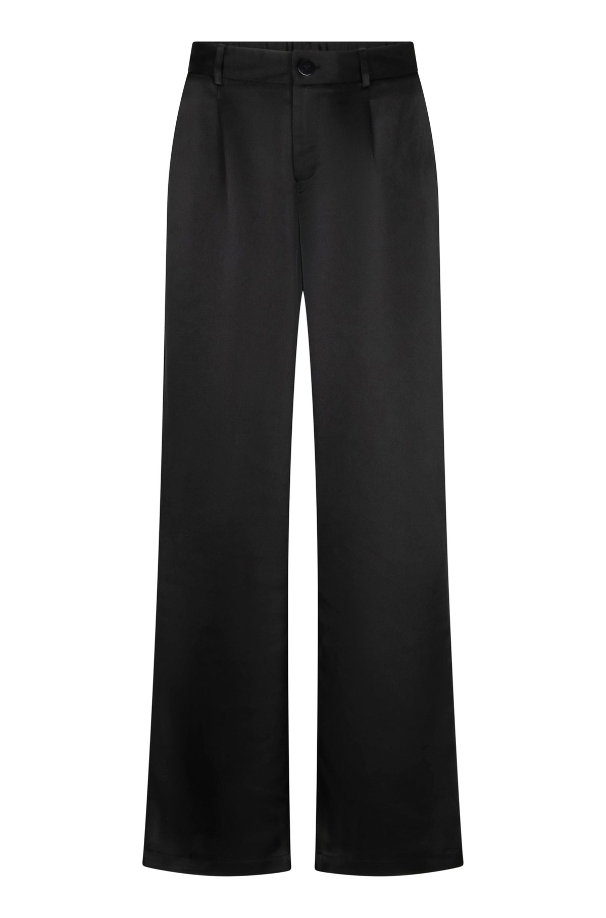 Pantalon noir à jambe large avec bouton, passants et ourlets droits pour femme par Esqualo, vue avant