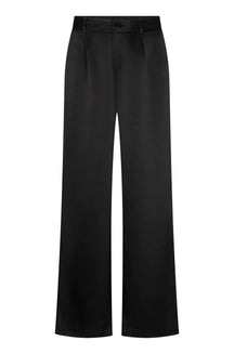 Pantalon noir à jambe large avec bouton, passants et ourlets droits pour femme par Esqualo, vue avant