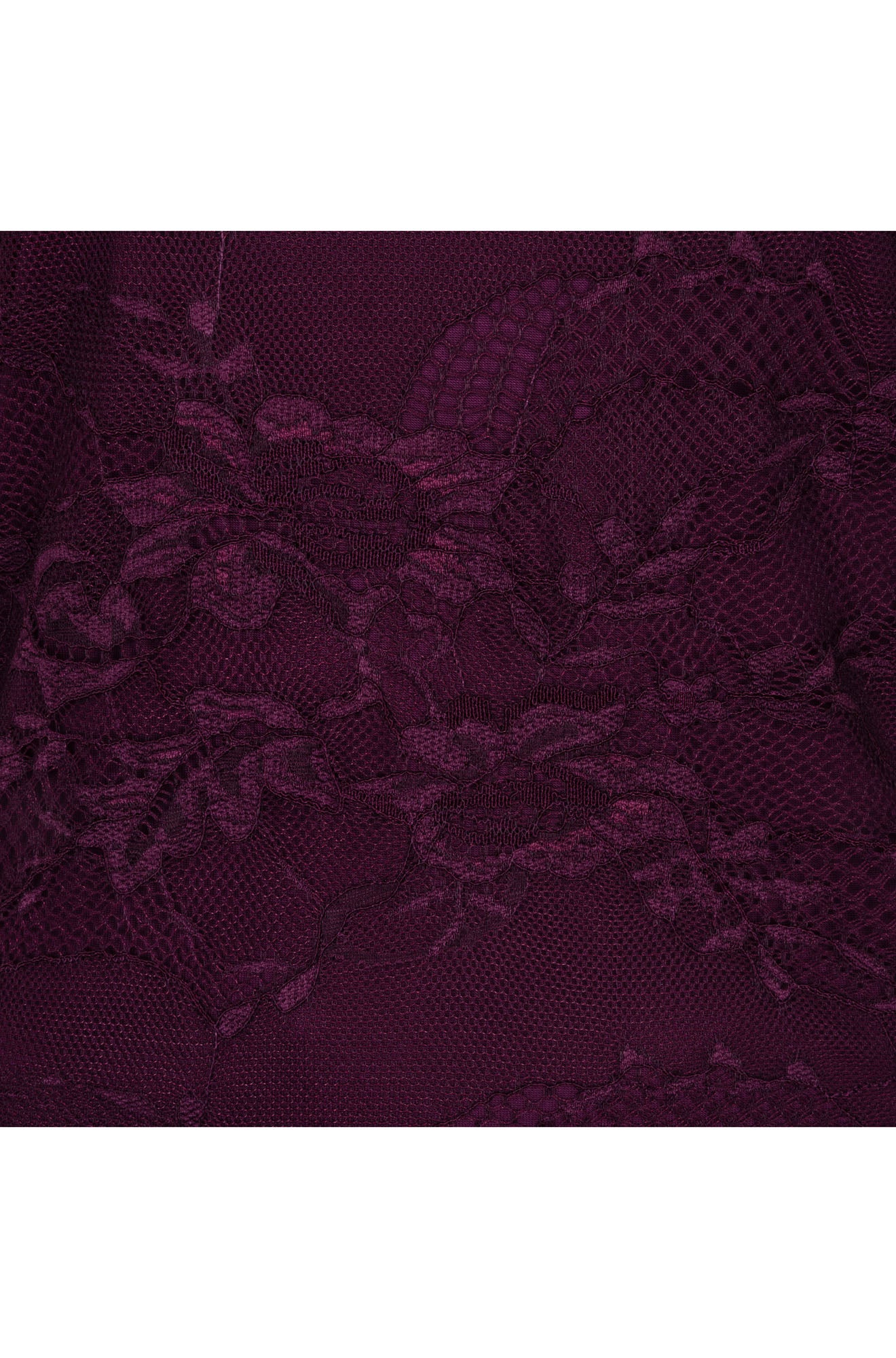 Blouse manches longues bourgogne avec dentelle florale et broderie en relief pour femme par Esqualo, en gros plan