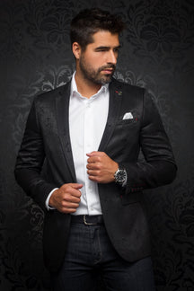 Veston pour homme par Au Noir | WILLIAM_JACQUARD Gris Noir/black | Boutique Vvög, inventaire complet de la marque Au Noir