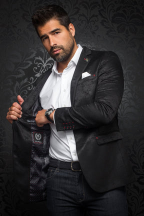 Veston pour homme par Au Noir | WILLIAM_JACQUARD Gris Noir/black | Boutique Vvög, inventaire complet de la marque Au Noir