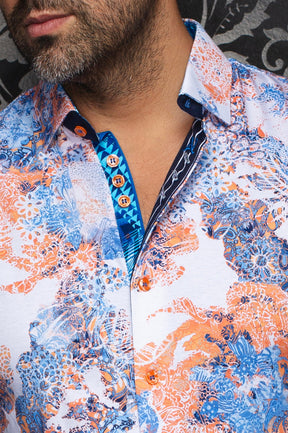 Chemise manches longues en Knit extensible pour homme par Au Noir | WISTERIA Orange | Boutique Vvög, inventaire complet de la marque Au Noir