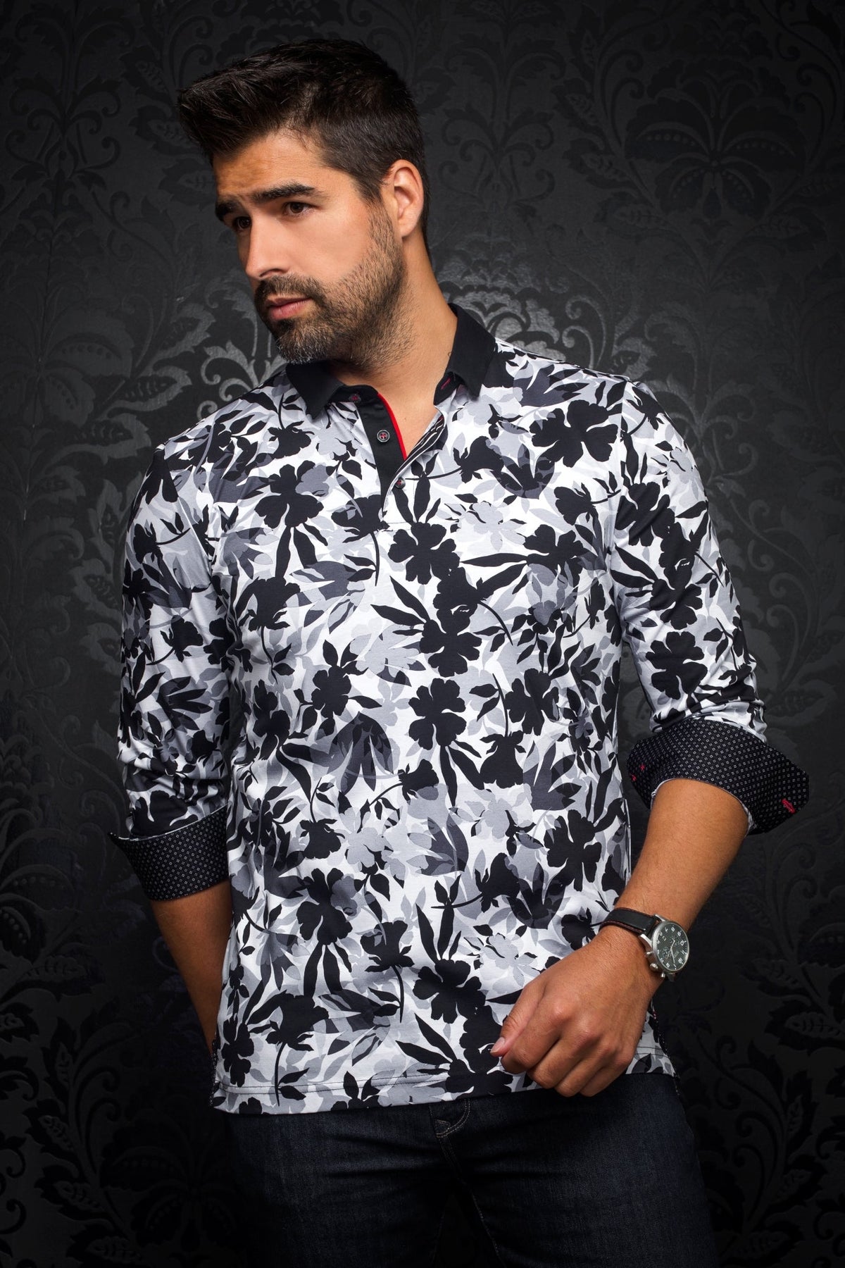 Polo pour homme par Au Noir | YAVARI Noir Blanc/white black | Vvog.ca, inventaire complet de la marque Au Noir