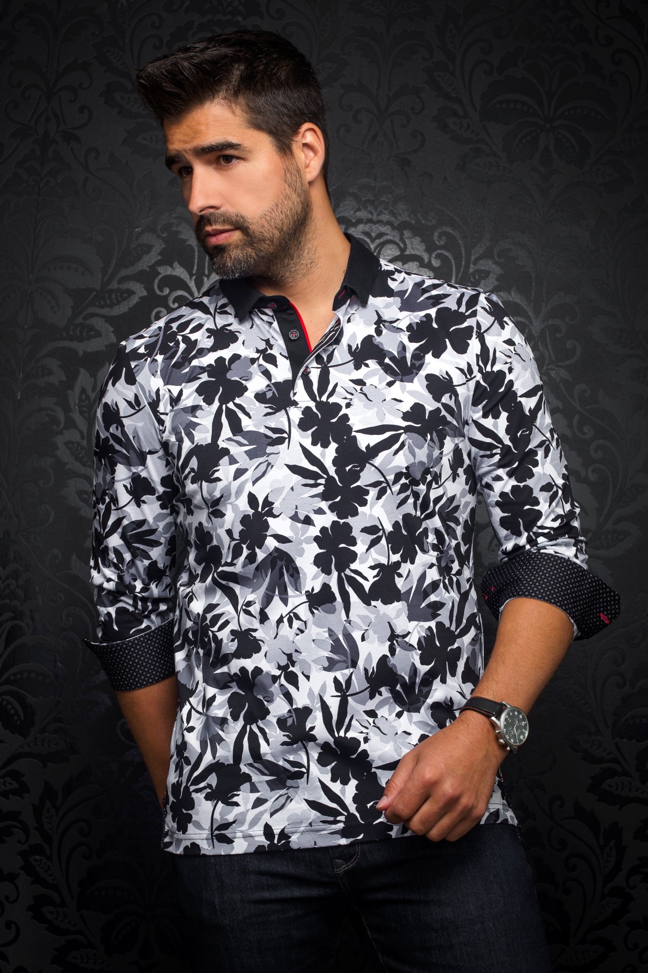Polo pour homme par Au Noir | YAVARI Noir Blanc/white black | Vvog.ca, inventaire complet de la marque Au Noir