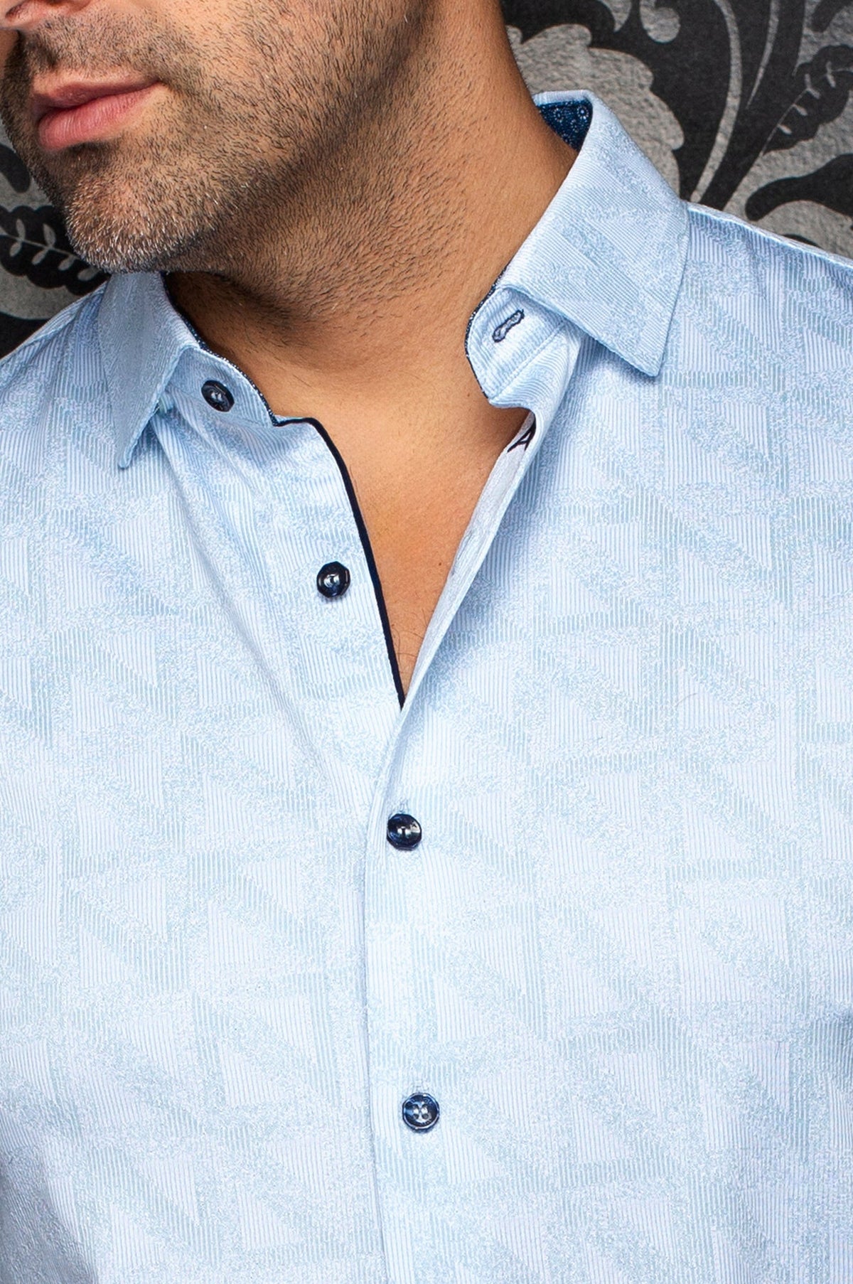 Chemise manches longues en Knit extensible pour homme par Au Noir | YUCCA Bleu | Boutique Vvög, inventaire complet de la marque Au Noir