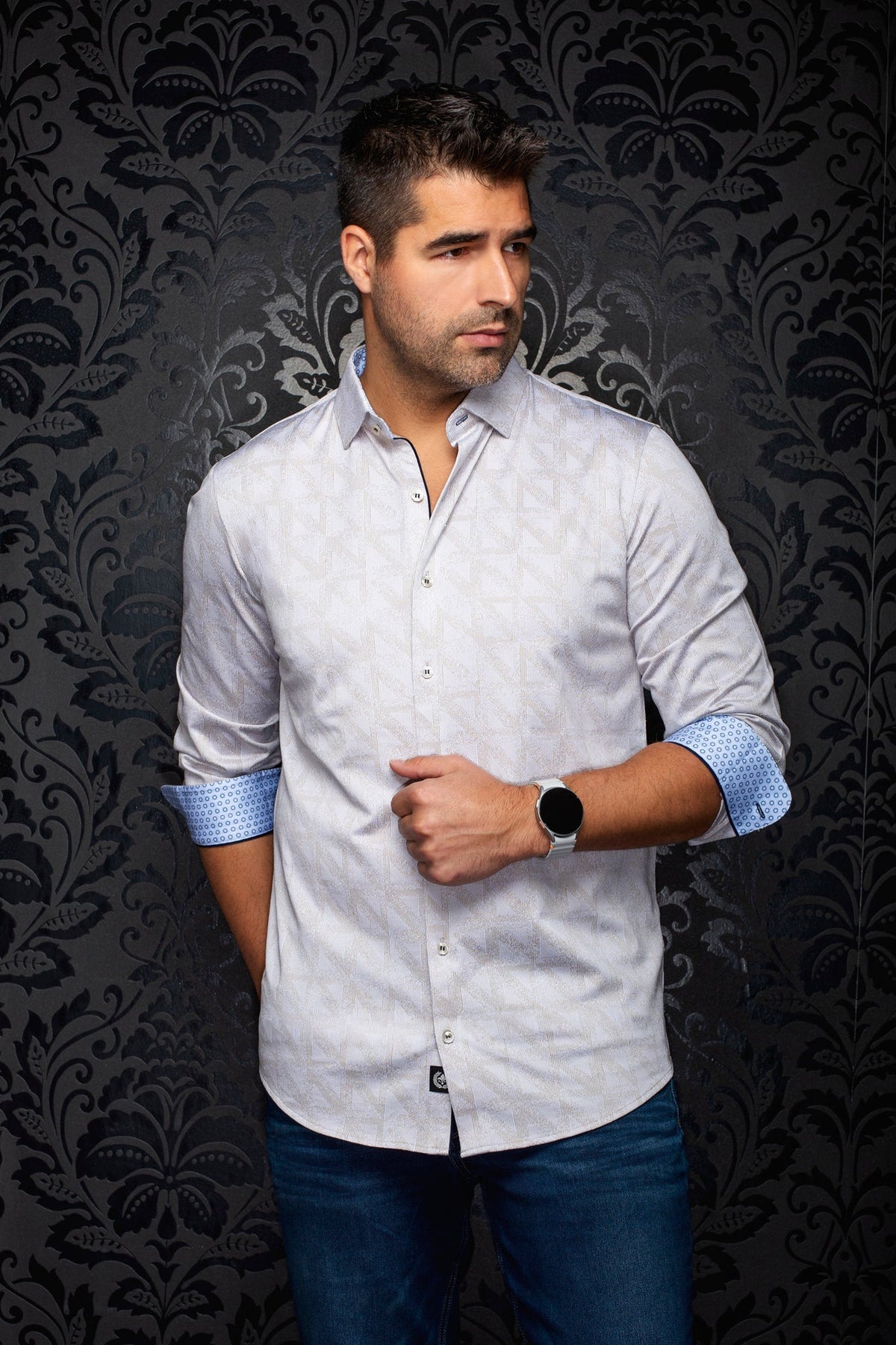 Chemise manches longues en Knit extensible pour homme par Au Noir | YUCCA Sable | Boutique Vvög, inventaire complet de la marque Au Noir
