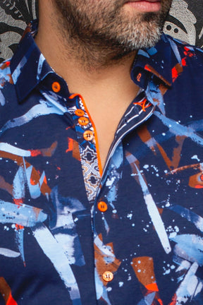 Chemise manches longues en Knit pour homme par Au Noir | ZANDER Marine | Boutique Vvög, inventaire complet de la marque Au Noir