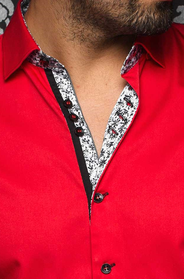 Chemise manches courtes en coton extensible pour homme par Au Noir | ALONSO (SS) Rouge | Boutique Vvög, inventaire complet de la marque Au Noir