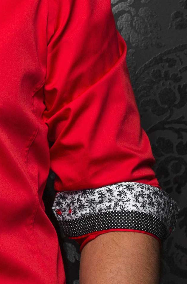 Chemise manches courtes en coton extensible pour homme par Au Noir | ALONSO (SS) Rouge | Boutique Vvög, inventaire complet de la marque Au Noir