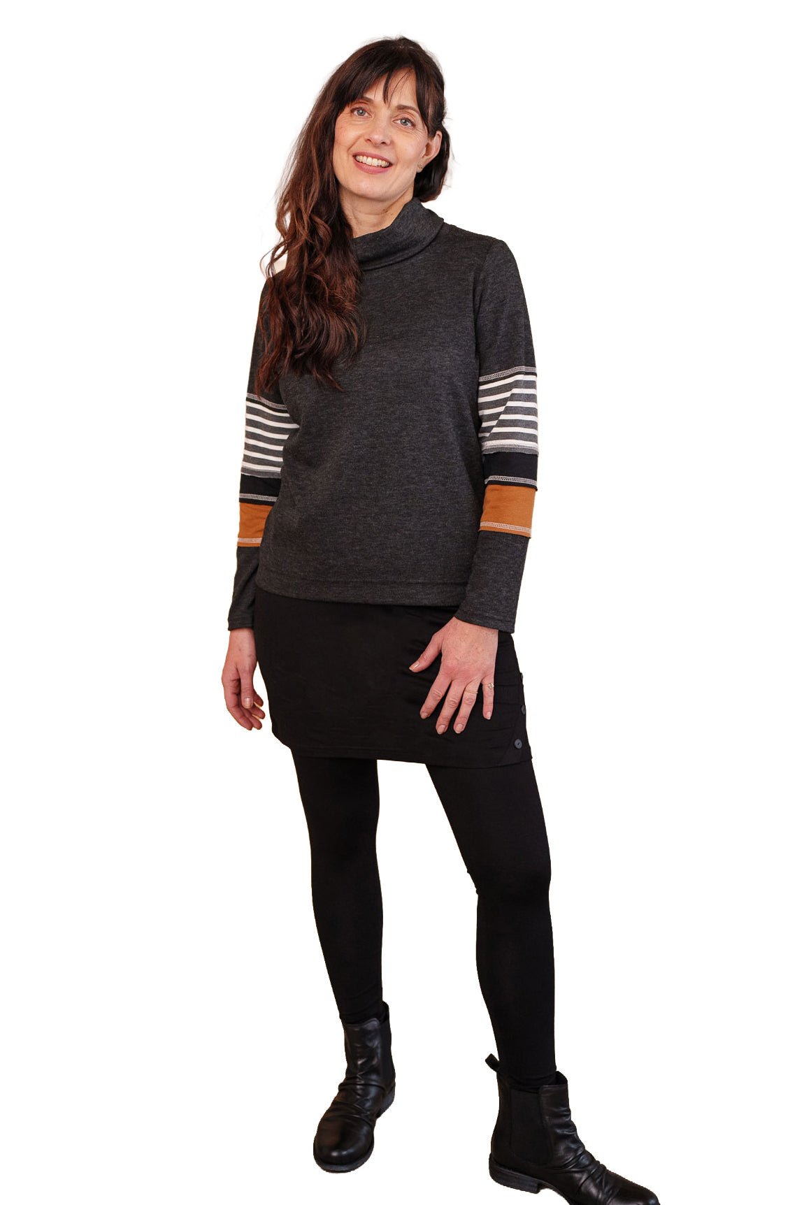 Chandail avec col roulé pour femme par Rien ne se perd, tout se crée | Chicout Charbon cognac | Boutique Vvög, vêtements mode pour homme et femme