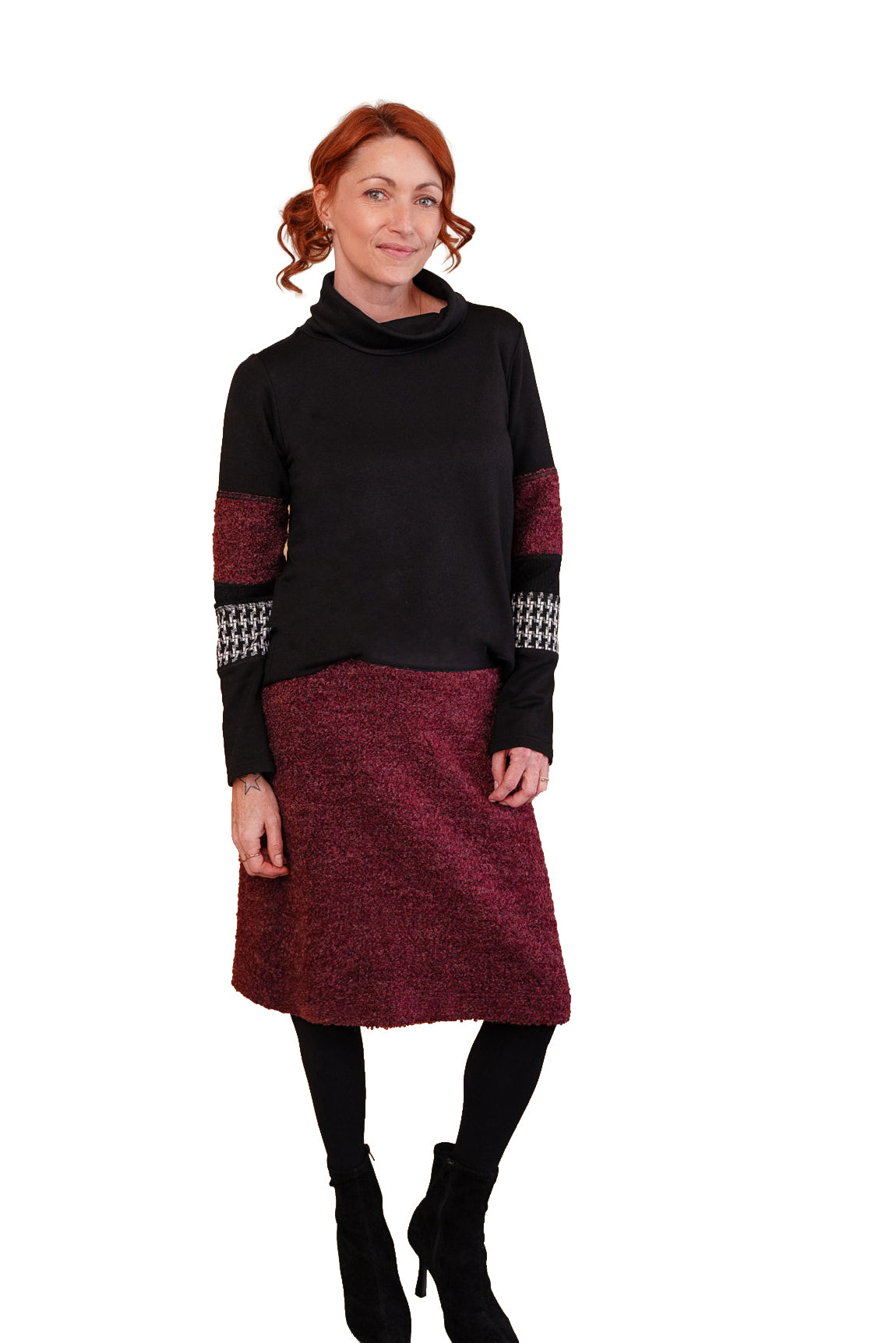 Chandail avec col roulé pour femme par Rien ne se perd, tout se crée | Chicout Noir et merlot | Boutique Vvög, vêtements mode pour homme et femme