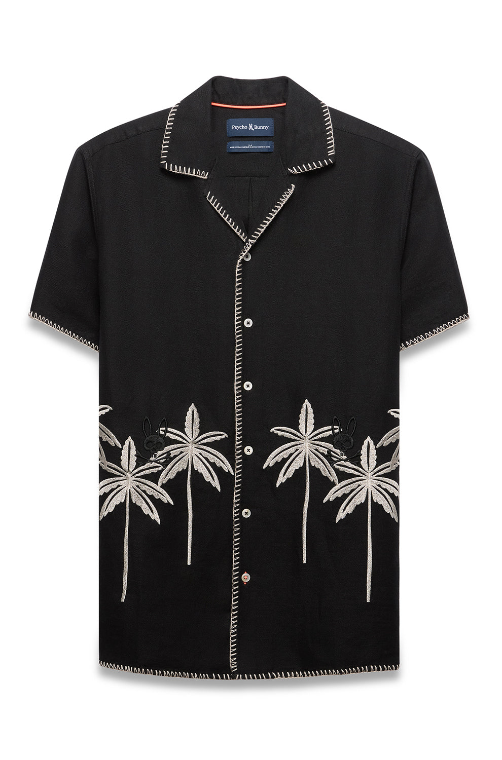 Chemise manches courtes pour homme par Psycho Bunny | MT0300139 Noir | Boutique Vvög, vêtements mode pour homme et femme