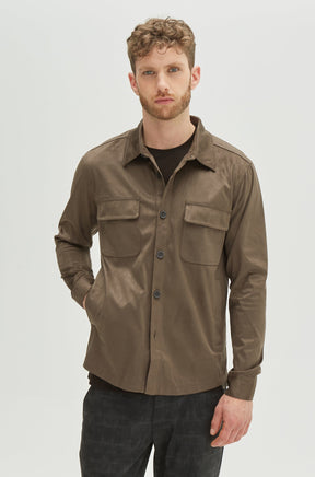 Surchemise avec poche plaquée pour homme par Robert Barakett | Renoir RB21027 Vert Sol | Boutique Vvög, vêtements mode pour homme et femme