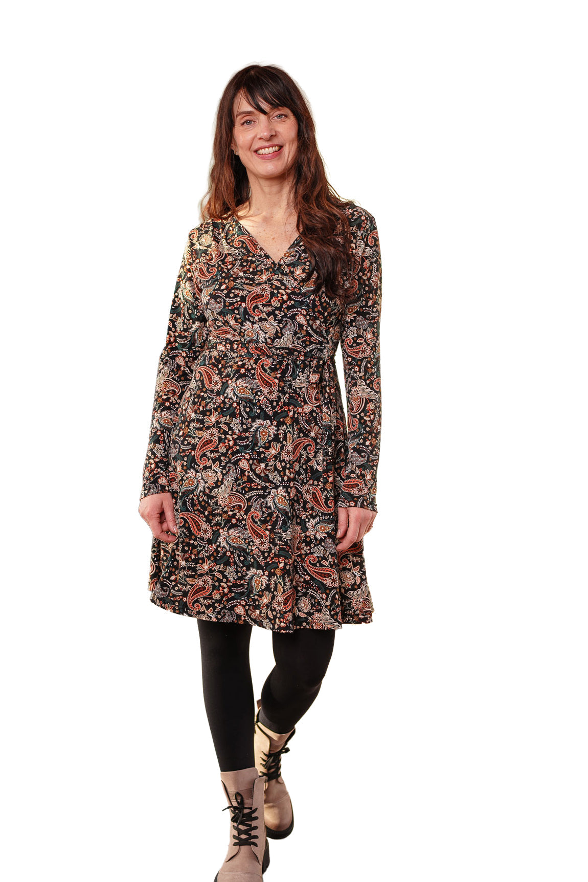Robe pour femme par Rien ne se perd, tout se crée | Epilobe Paisley d'automne | Boutique Vvög, vêtements mode pour homme et femme