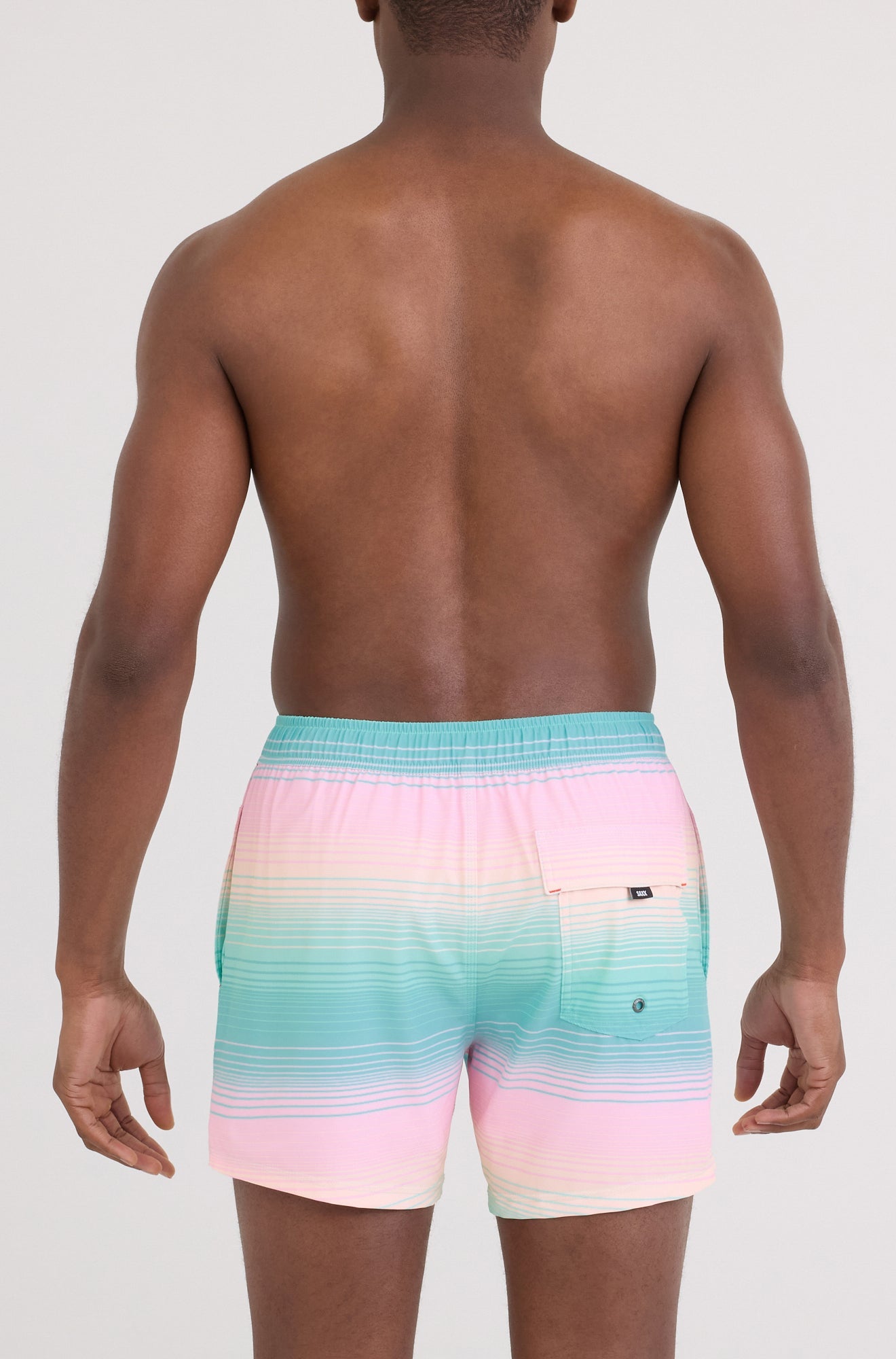 Maillot short pour homme par Saxx | SXSW03L Rayures Brumeuses Aqua | Boutique Vvög, vêtements mode pour homme et femme