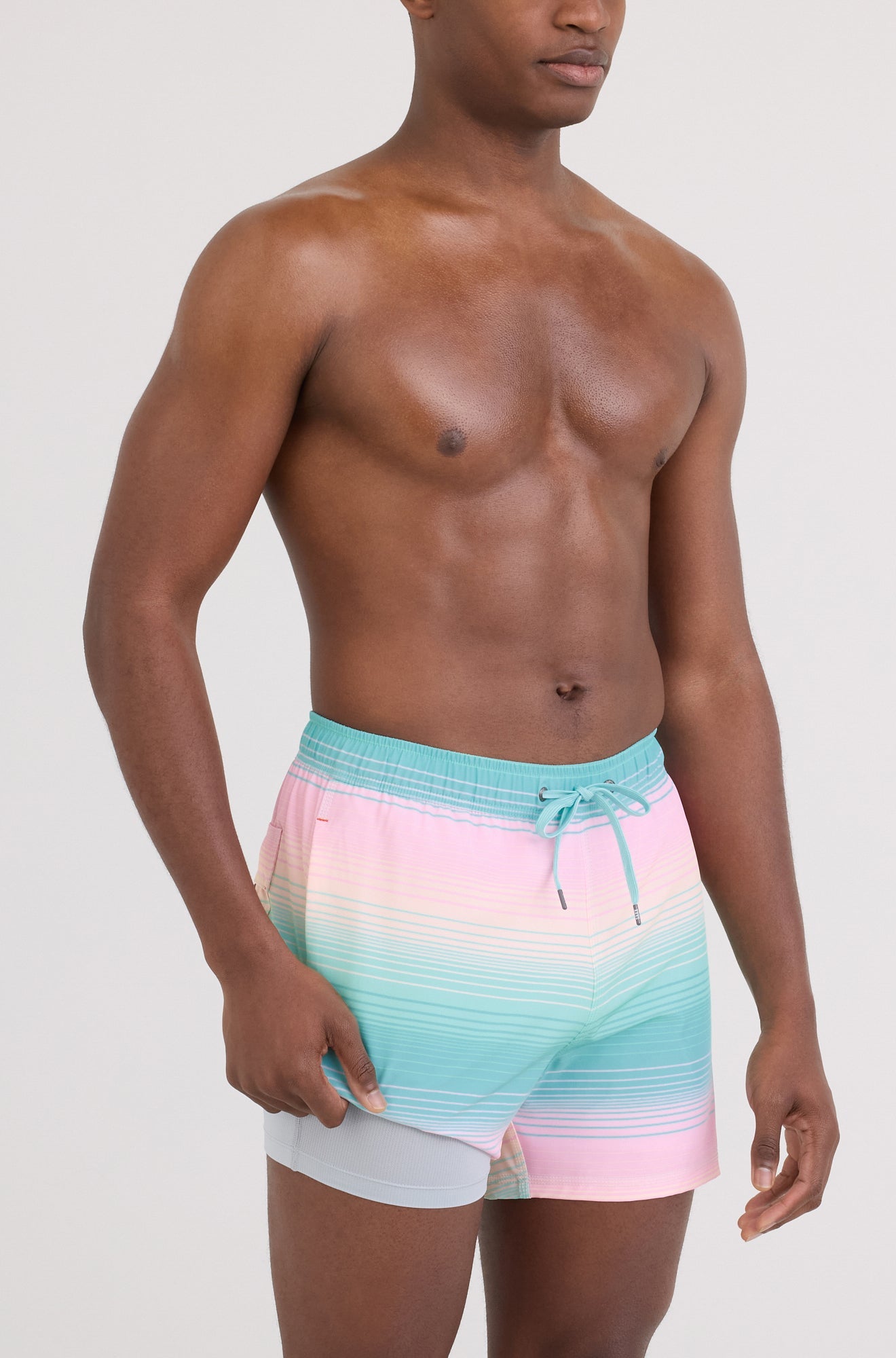 Maillot short pour homme par Saxx | SXSW03L Rayures Brumeuses Aqua | Boutique Vvög, vêtements mode pour homme et femme