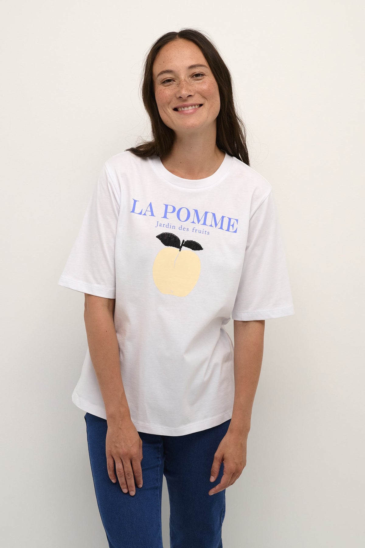 T-Shirt pour femme par Kaffe | 10508474 Optique Blanc/Jaune | Boutique Vvög, vêtements mode pour homme et femme