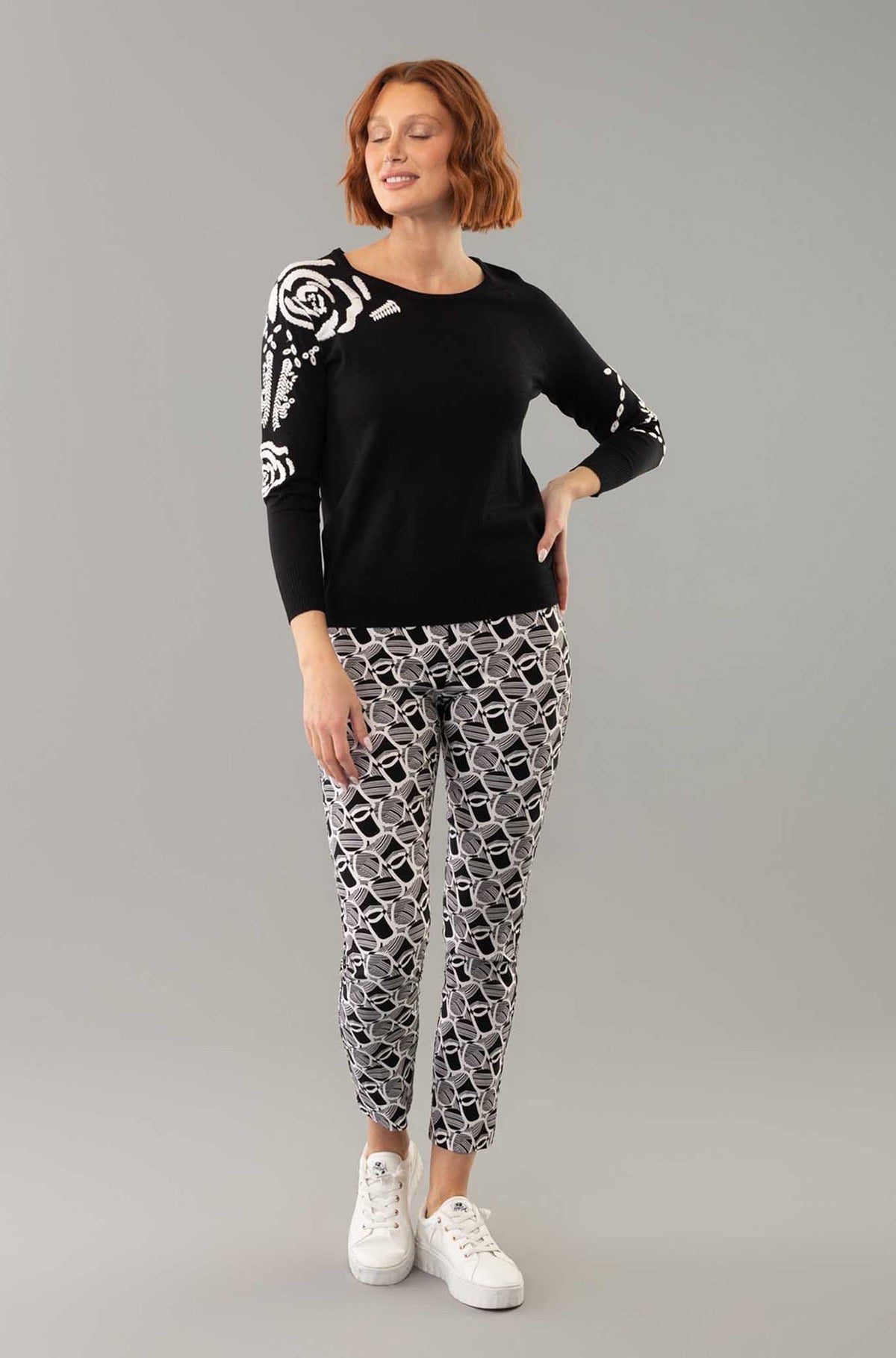 Pantalon pour femme par Lisette L | 111601 BLACK/WHITE | Boutique Vvög, vêtements mode pour homme et femme