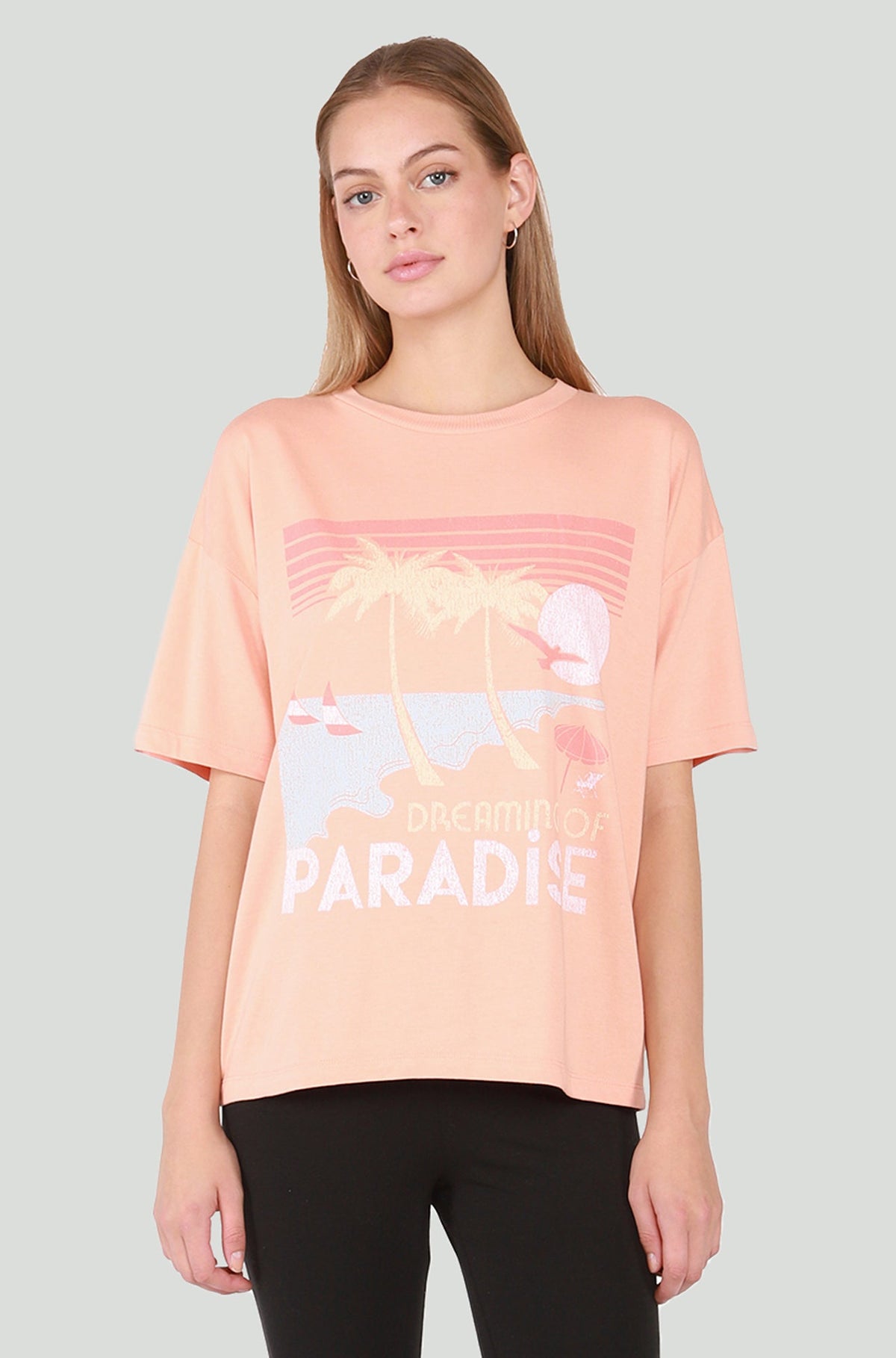 Chandail manches courtes pour femme par Dex | 2124003 D 16051-Paradis De La Pêche/Peach Paradise | Boutique Vvög, vêtements mode pour homme et femme