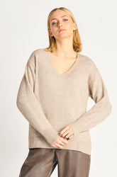 Chandail manches longues pour femme par Dex | 2227015 D 80388-TAUPE MELANGE | Boutique Vvög, vêtements mode pour homme et femme