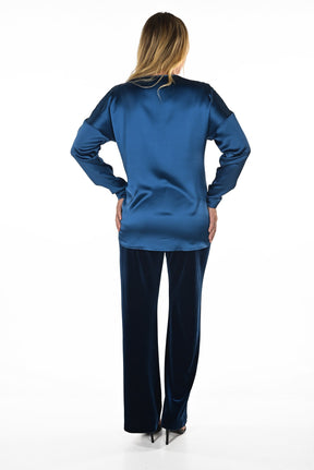 Pantalon en tricot pour femme par Frank Lyman | 234344 TEAL | Boutique Vvög, vêtements mode pour homme et femme