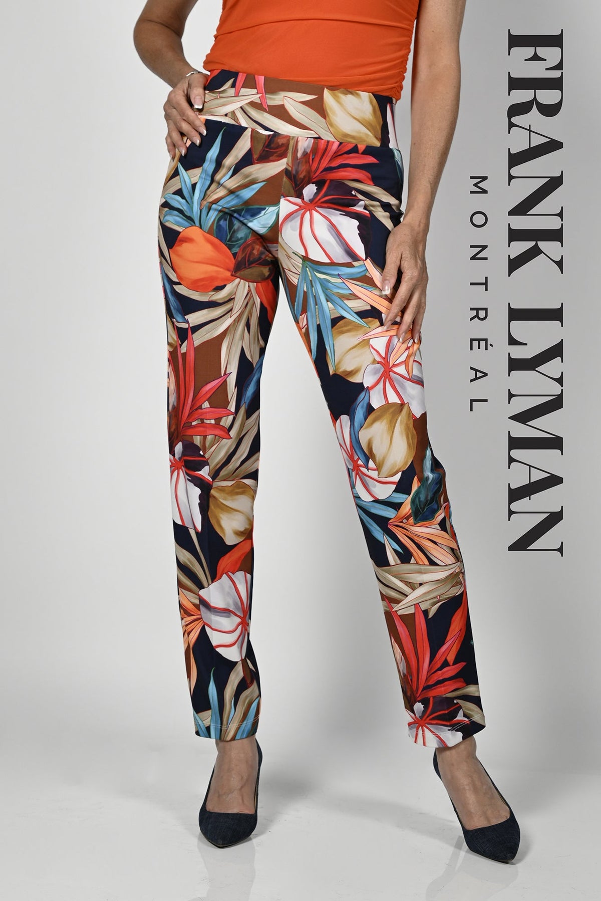 Pantalon pour femme par Frank Lyman | 236309 ORANGE/NAVY | Boutique Vvög, vêtements mode pour homme et femme