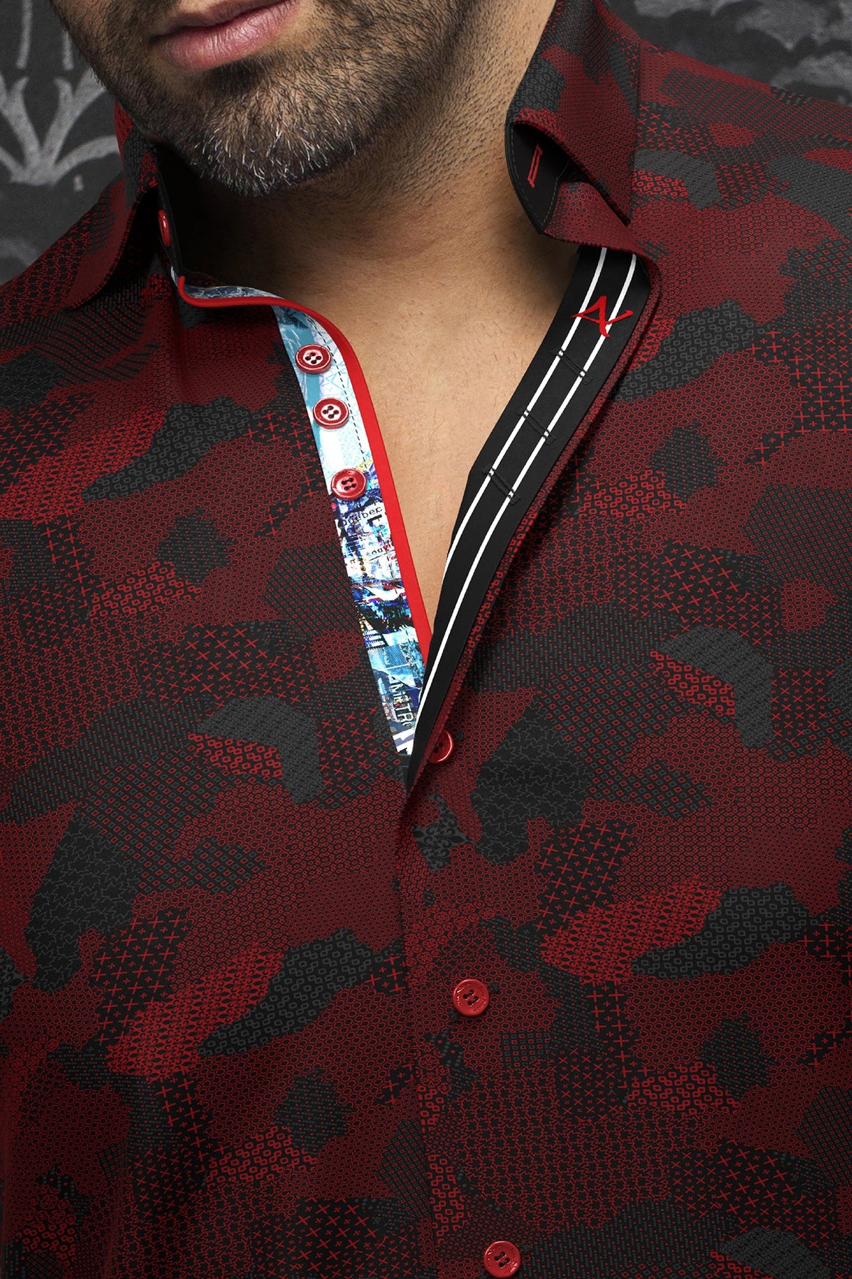 Chemise manches longues en Knit pour homme par Au Noir | ABRAHAM Noir Rouge | Boutique Vvög, inventaire complet de la marque Au Noir