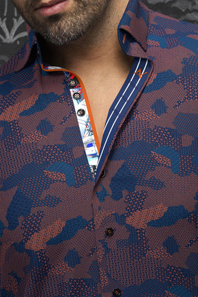 Chemise manches longues en Knit pour homme par Au Noir | ABRAHAM Marine Orange | Boutique Vvög, inventaire complet de la marque Au Noir