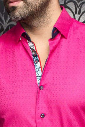 Chemise manches longues pour homme par Au Noir | ADJANI Fuchsia | Boutique Vvög, inventaire complet de la marque Au Noir