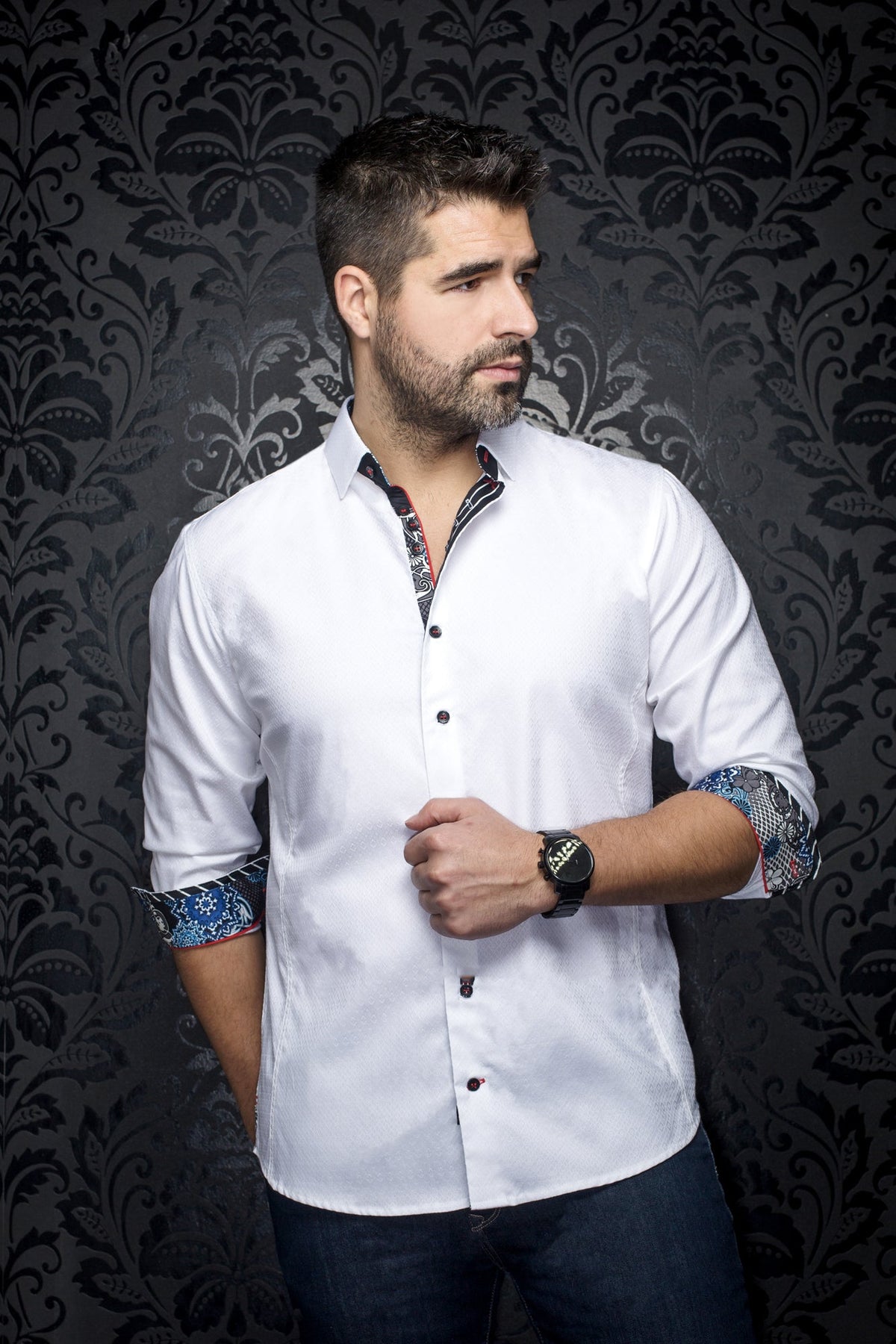 Chemise manches longues pour homme par Au Noir | ADJANI Blanc | Boutique Vvög, inventaire complet de la marque Au Noir