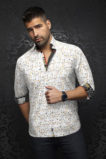 Chemise manches longues pour homme par Au Noir | ALBERTO Blanc Or | Boutique Vvög, inventaire complet de la marque Au Noir