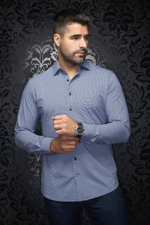 Chemise manches longues en Knit pour homme par Au Noir | ALEXANDER PDP Marine | Boutique Vvög, inventaire complet de la marque Au Noir