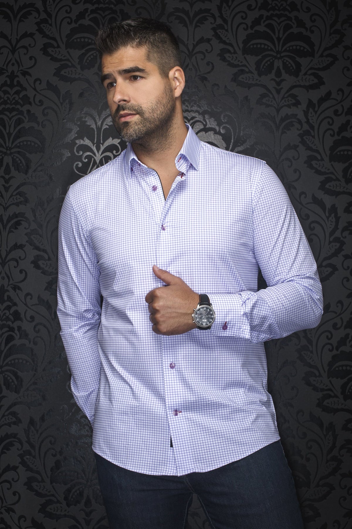 Chemise manches longues en Knit pour homme par Au Noir | ALEXANDER WPC Lavande | Boutique Vvög, inventaire complet de la marque Au Noir