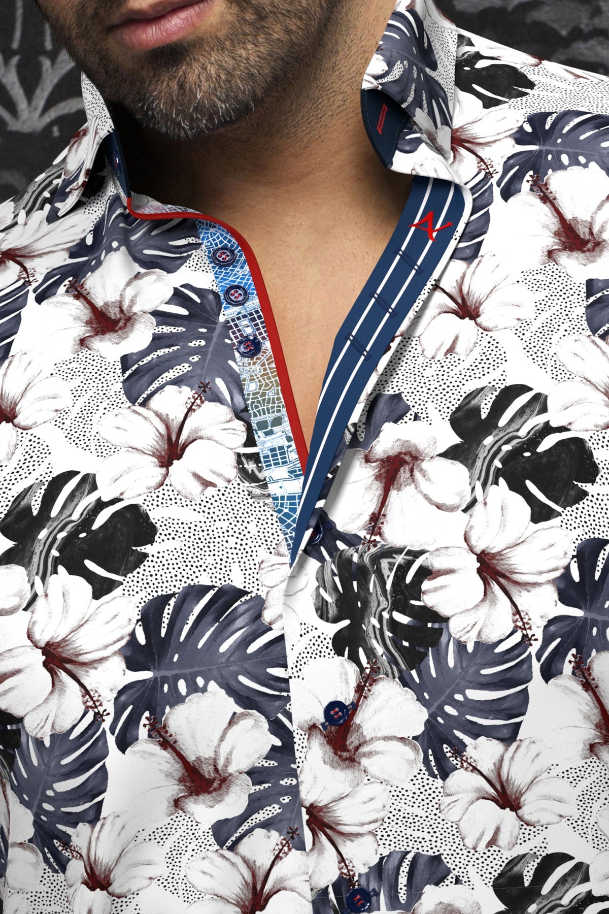 Chemise manches courtes pour homme par Au Noir | AXEL(SS) Blanc Denim | Boutique Vvög, inventaire complet de la marque Au Noir