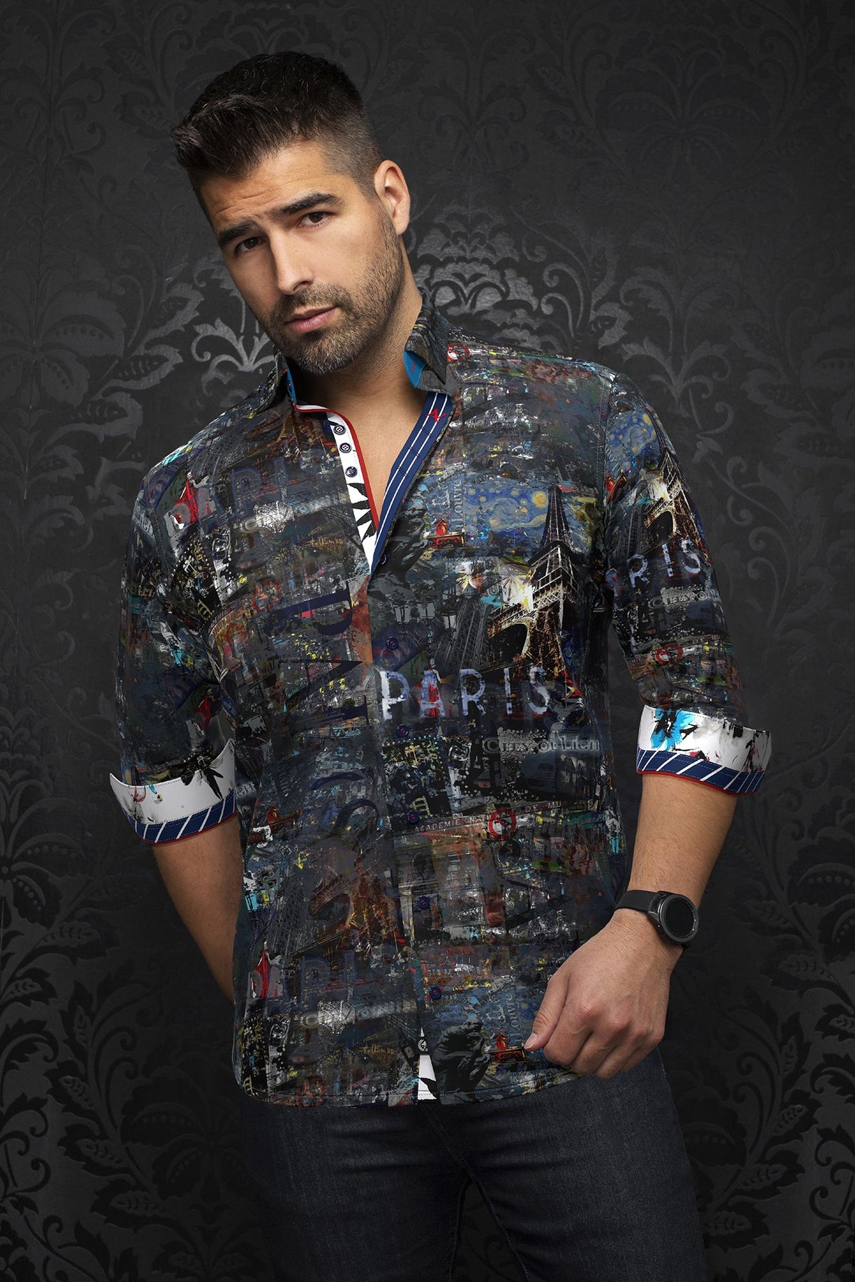 Chemise manches longues pour homme par Au Noir | BAUDELAIRE Multi | Boutique Vvög, inventaire complet de la marque Au Noir