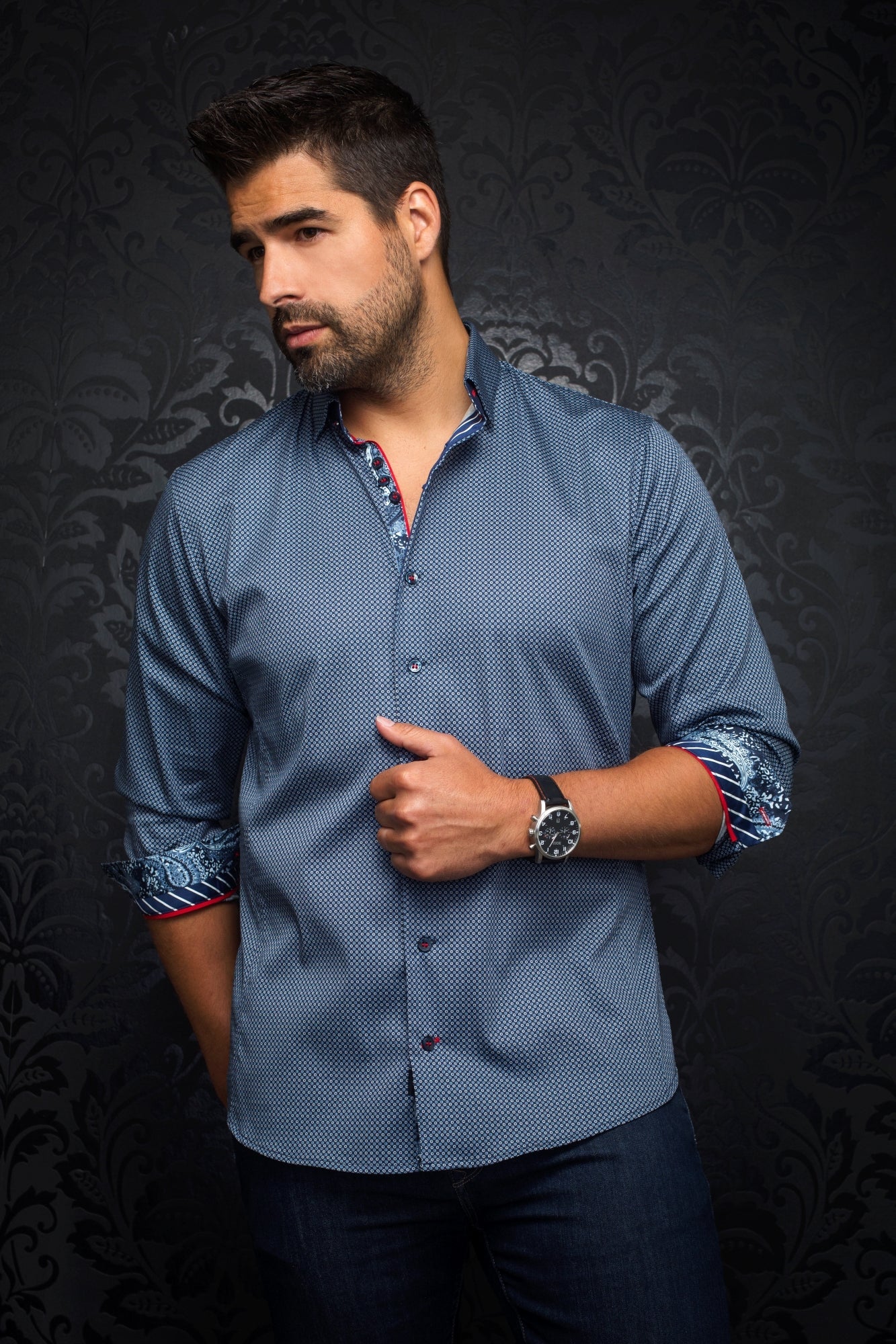 Chemise manches longues pour homme par Au Noir | BLONDEL Bleu Foncé/DaRK BLUE | Vvog.ca, inventaire complet de la marque Au Noir