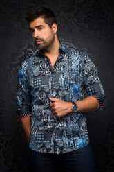 Chemise manches longues en Knit pour homme par Au Noir | BORNEO Noir Royal/BLACK ROYAL | Vvog.ca, inventaire complet de la marque Au Noir