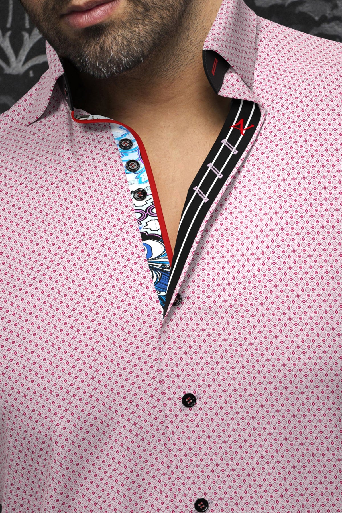 Chemise manches courtes pour homme par Au Noir | BOTERO(SS) Rose | Boutique Vvög, inventaire complet de la marque Au Noir