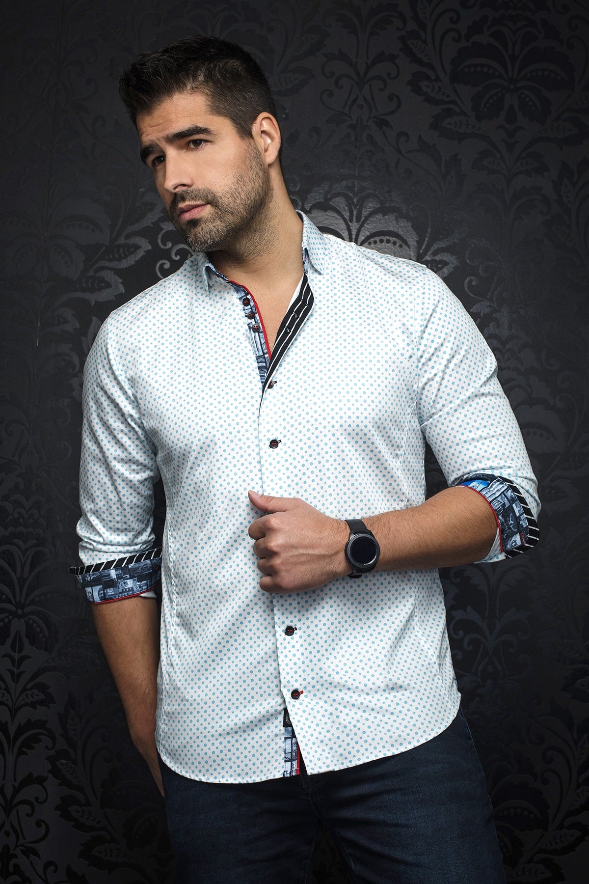 Chemise manches longues pour homme par Au Noir | BRADFORD turquoise | Boutique Vvög, inventaire complet de la marque Au Noir