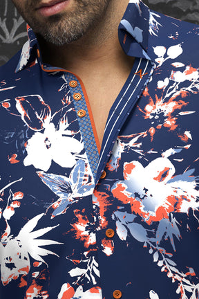 Chemise manches longues en Knit pour homme par Au Noir | CAMBRIA Marine Orange | Boutique Vvög, inventaire complet de la marque Au Noir