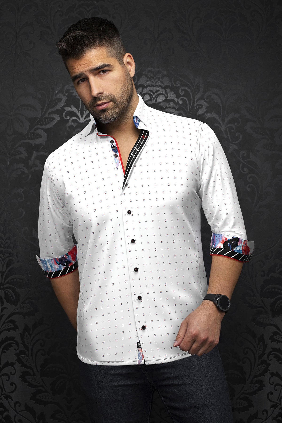 Chemise manches longues en Knit pour homme par Au Noir | CAMPOS Blanc | Boutique Vvög, inventaire complet de la marque Au Noir